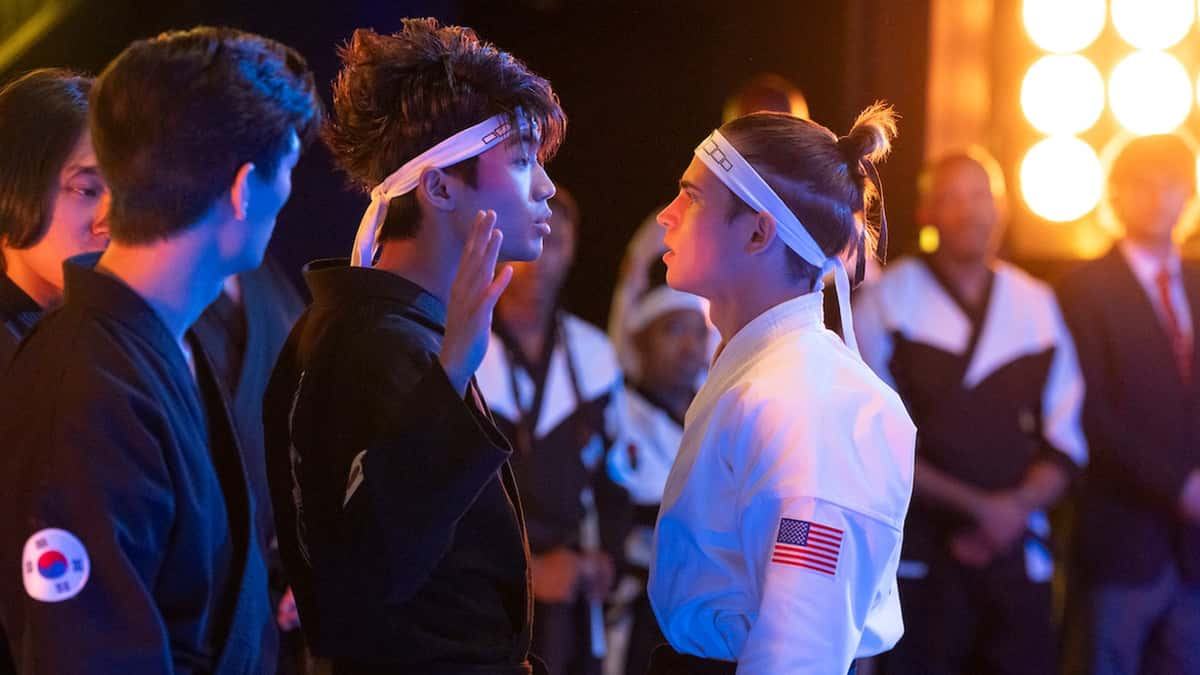 Robbie squares up to his opponent in Season 6 of Cobra Kai.