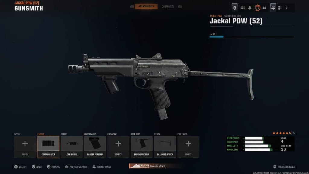 Jackal PDW loadout for Black Ops 6 Ranked Play without Gunfighter Wild Card