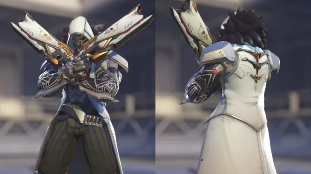 A screenshot featuring the Ringleader Reaper skin in Overwatch 2.