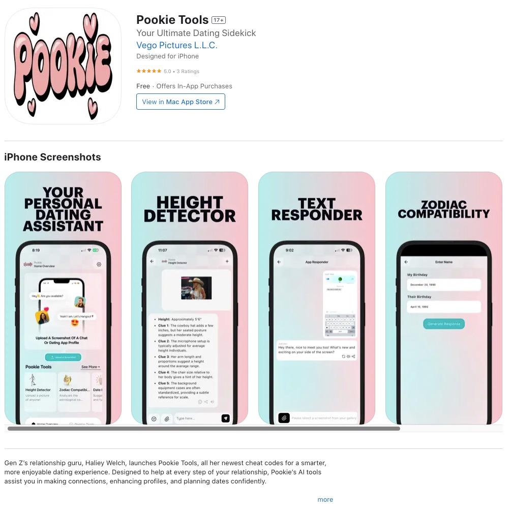 Pookie Tool app store listing