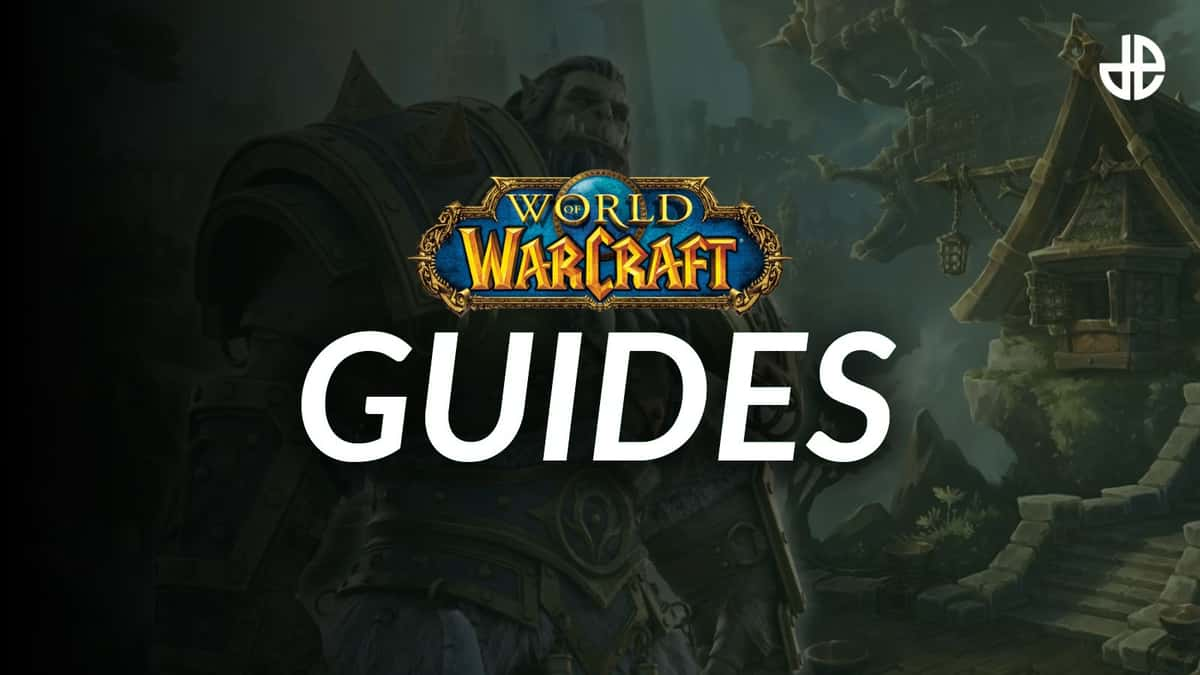 Image of the WoW logo with the word guides and Dexerto logo