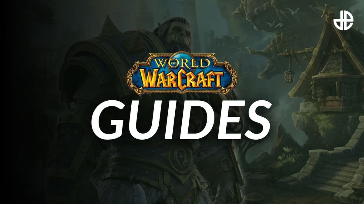 Image of the WoW logo with the word guides and Dexerto logo