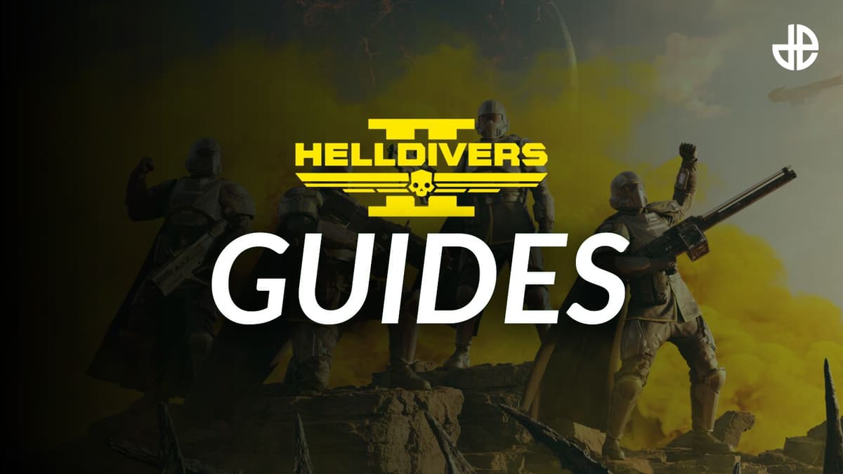 Helldivers 2 characters holding weapons.