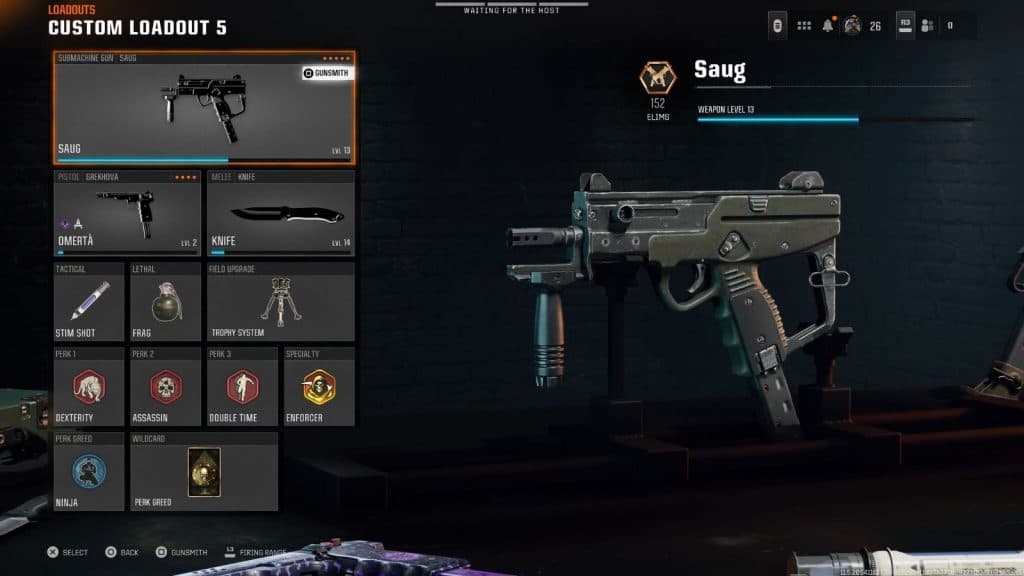 Screenshot of best Saug class setup in Black Ops 6