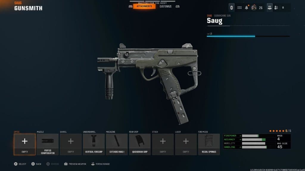 Screenshot of best Saug loadout attachments in Black Ops 6