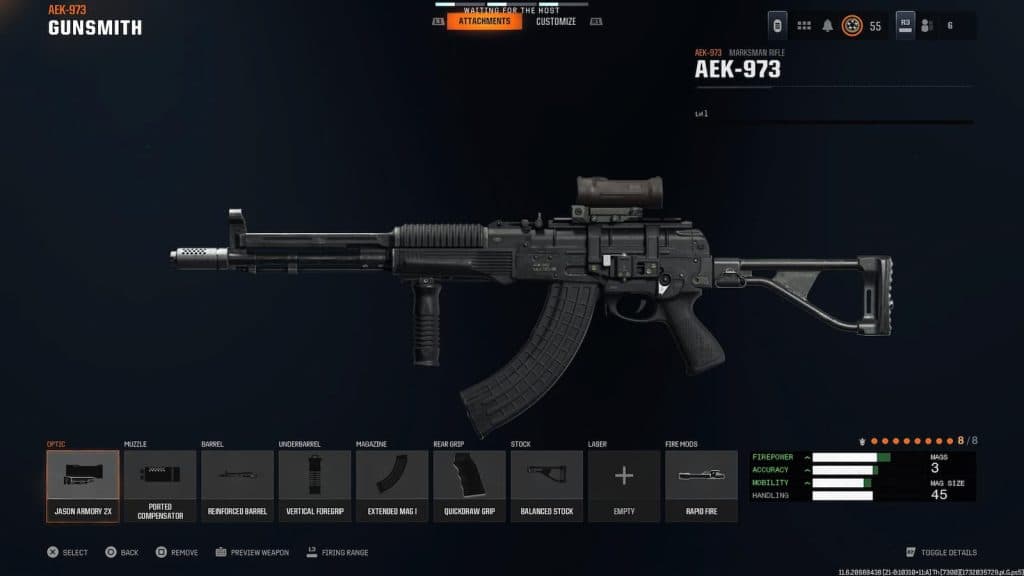 AEK-973 attachments in Black Op 6