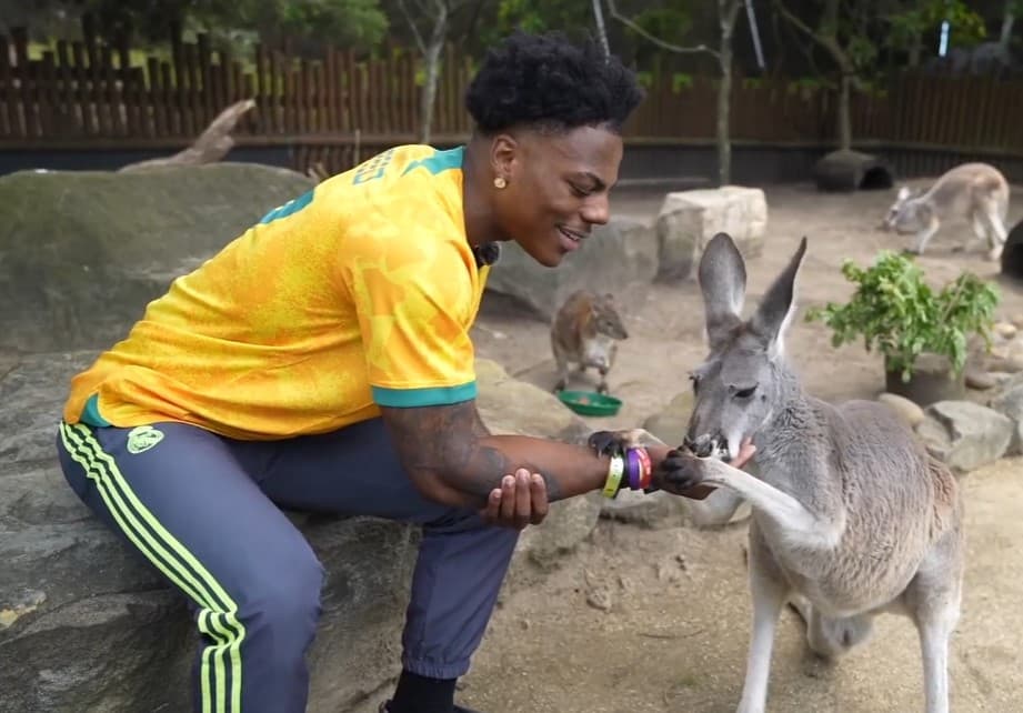 IShowSpeed feeding kangaroo