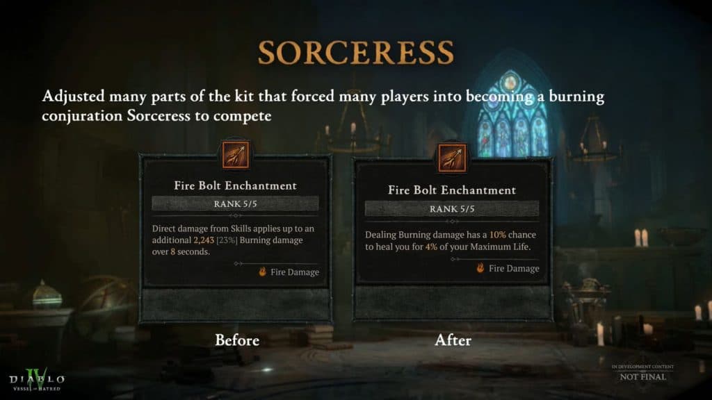 sorceress changes