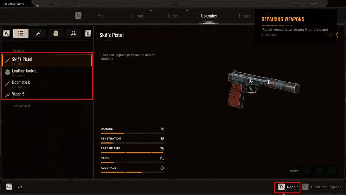 How to repair weapons & gear in Stalker 2