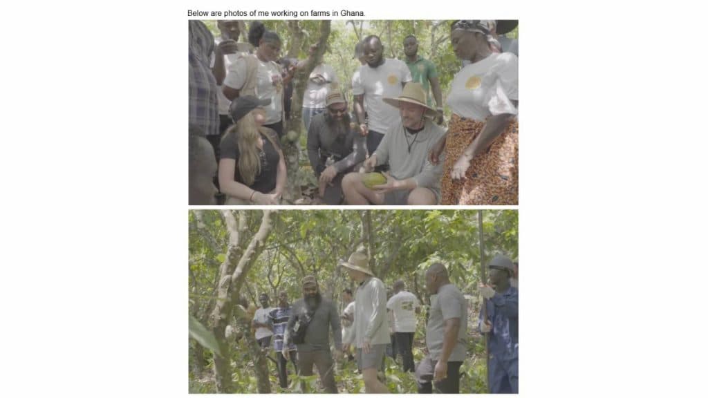 MrBeast shown working on Cocoa farms in Ghana.