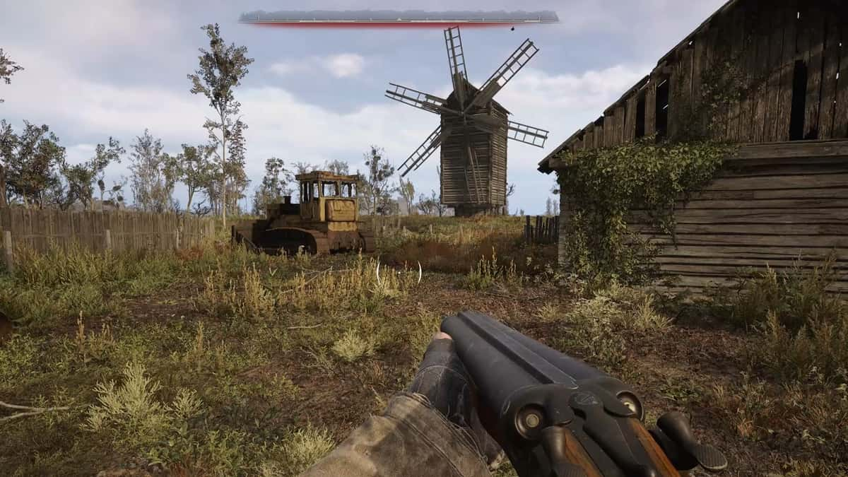 The windmill where Squint is located in Stalker 2: Heart of Chornobyl