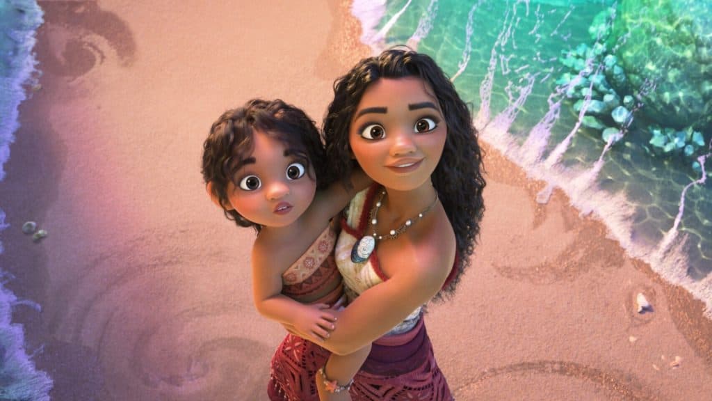 Moana holds her little sister