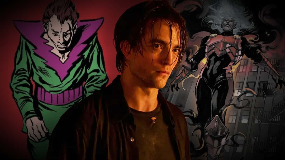 Robert Pattinson in The Batman and Molecule Man and Dracula from Marvel comics