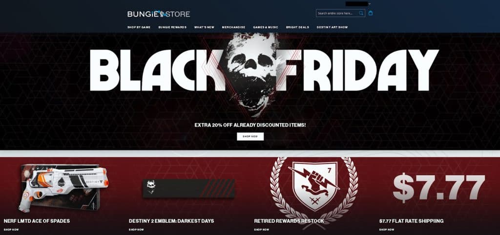 The Black Friday 2024 sale in the Bungie Store.