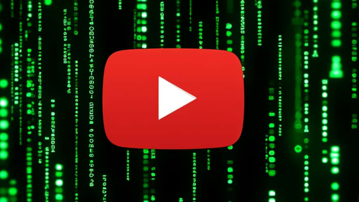 youtube logo with matrix background