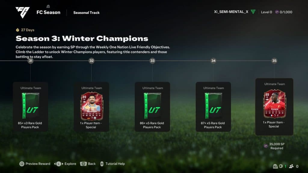 Season progress in EA FC 25 Ultimate Team