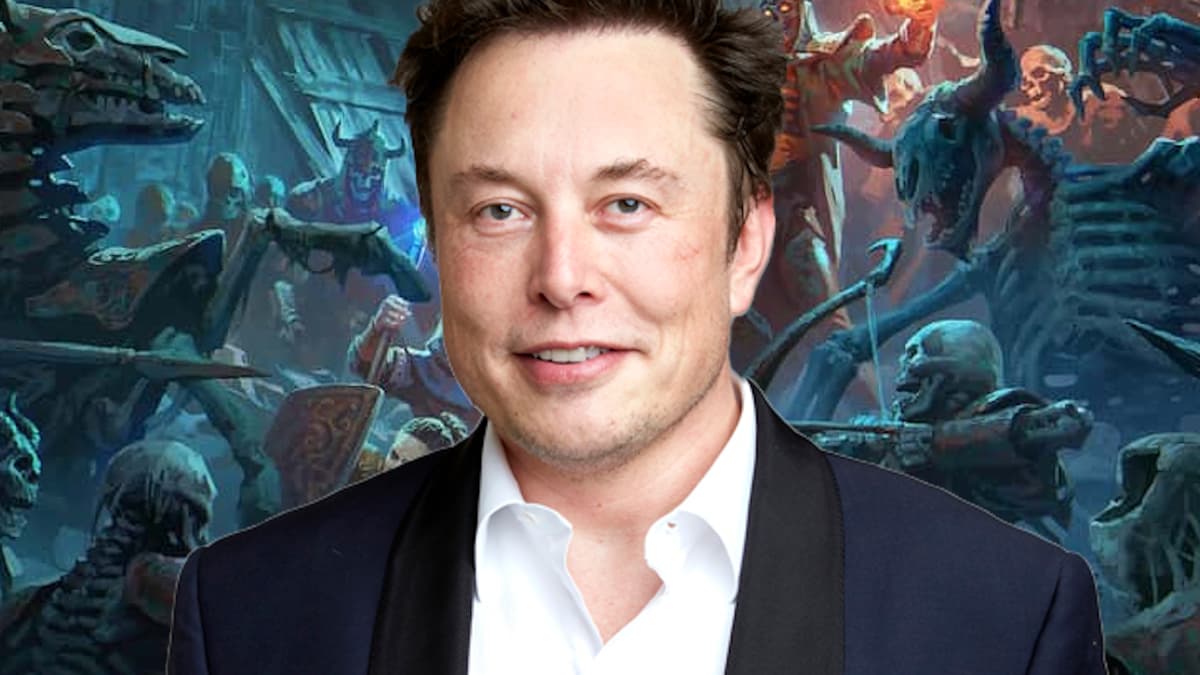 elon musk in front of dungeons and dragons background