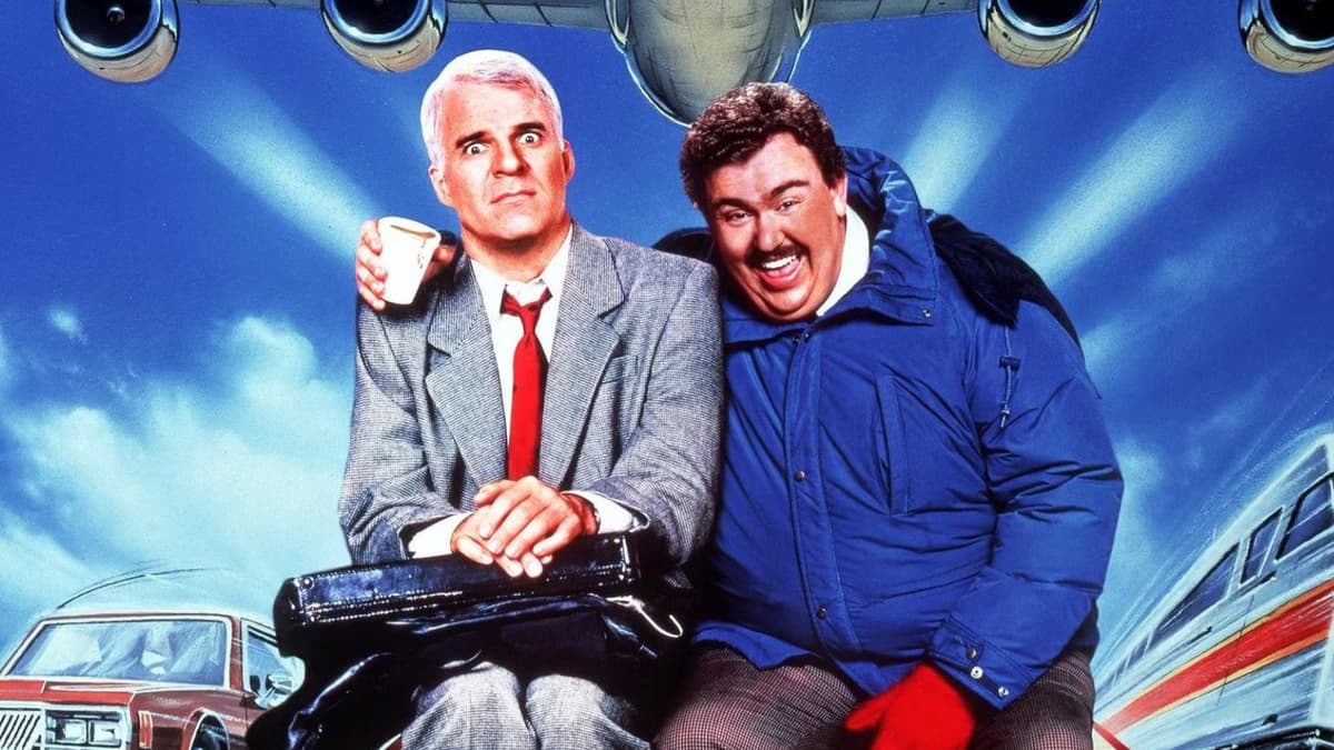 Steve Martin and John Candy on the poster for Planes Trains and Automobiles