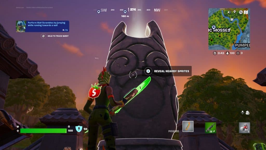 A screenshot featuring a Sprite Shrine in Fortnite.