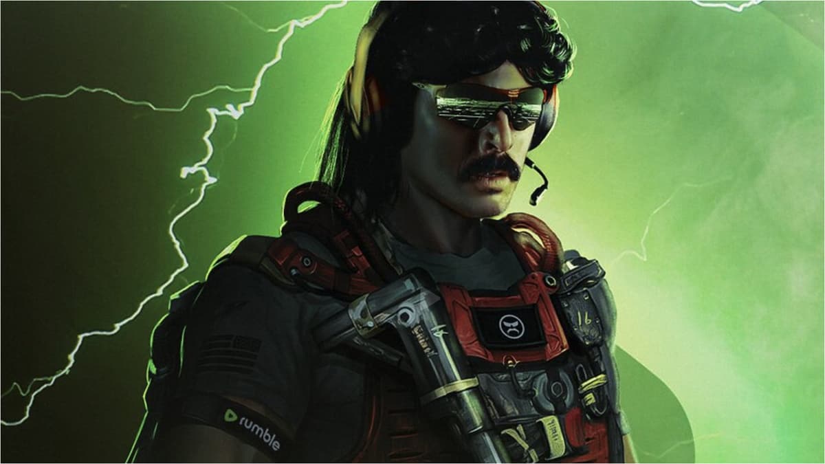 dr disrespect streaming on rumble holding a gun