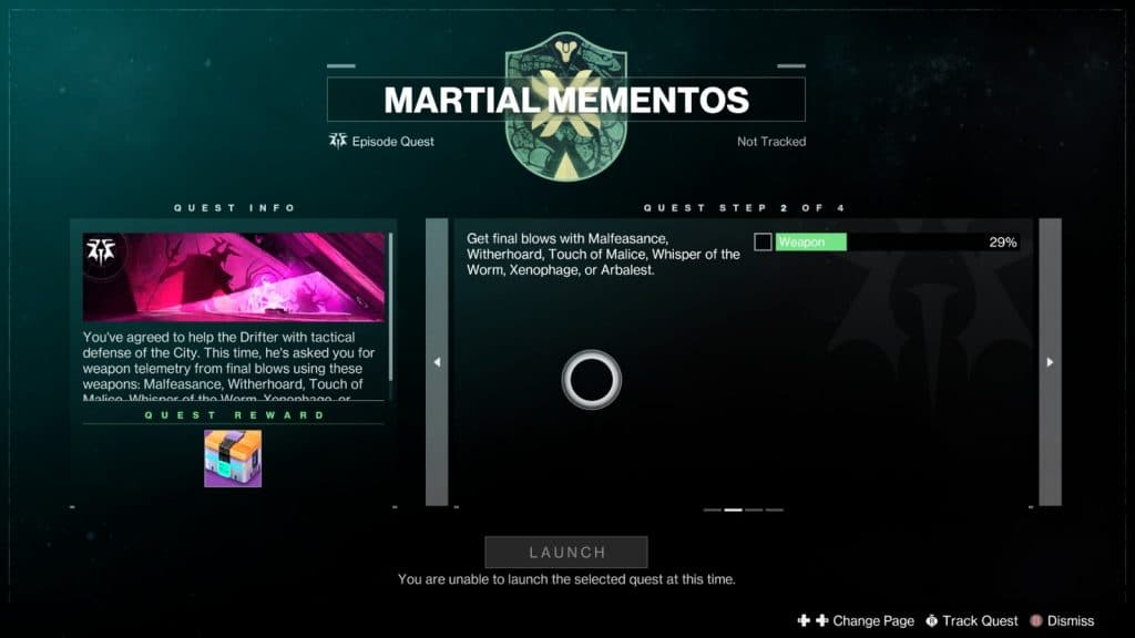 destiny 2 past is prologue martial mementos quest