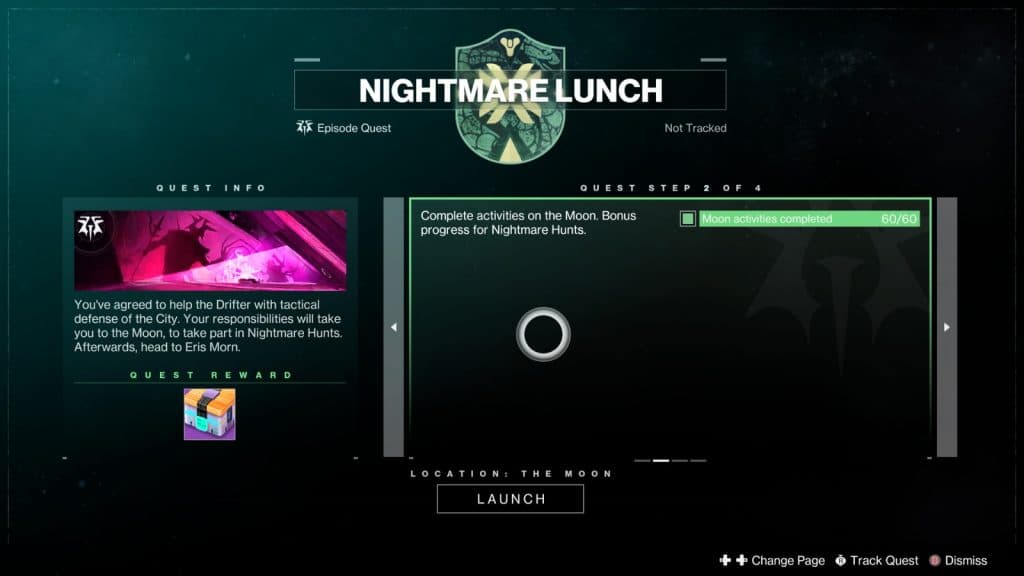 destiny 2 past is prologue nightmare lunch quest