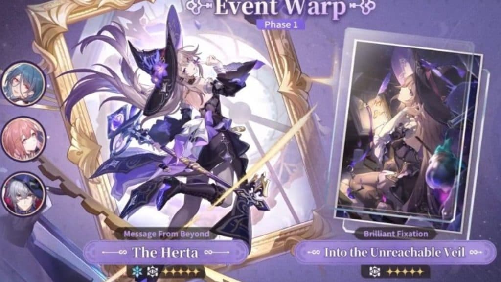 An image of The Herta's event banner preview in Honkai Star Rail.