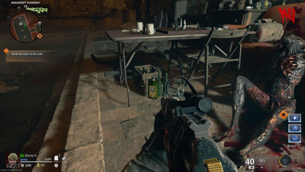 Screenshot of alcohol bottle 2 location on Black Ops 6 Zombies Citadelle des Morts