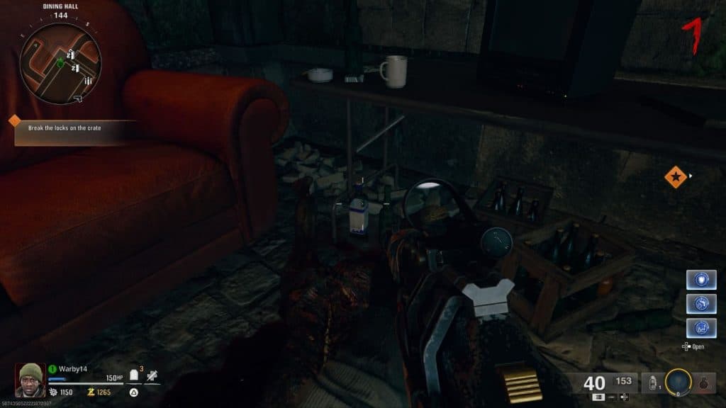 Screenshot of alcohol bottle 3 location on Black Ops 6 Zombies Citadelle des Morts