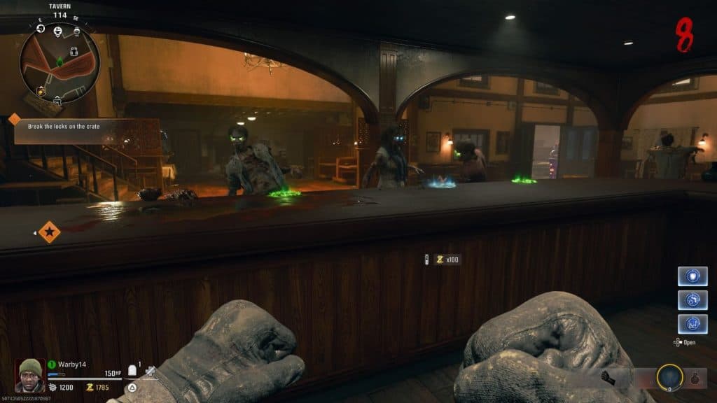 Screenshot of bartender minigame in action on Black Ops 6 Zombies Citadelle des Morts