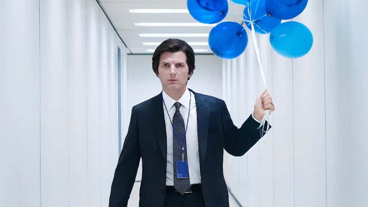 Severance Season 2 trailer: Adam Scott as Mark holding balloons