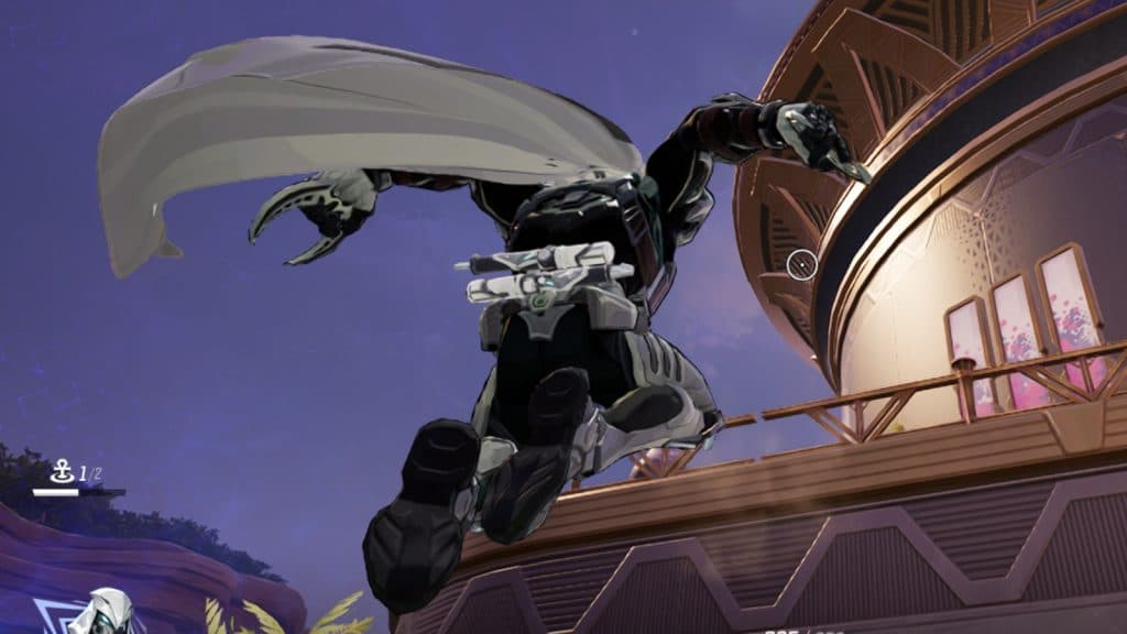 A screenshot featuring Moon Knight using his grappling hook in Marvel Rivals.