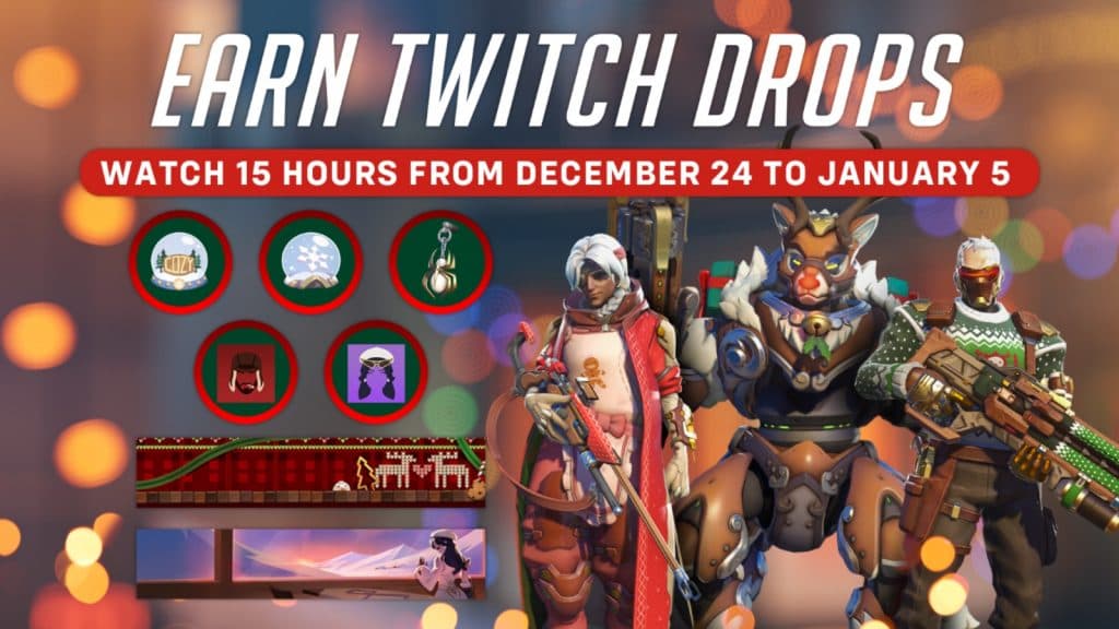 A screenshot featuring all Overwatch 2 Twitch Drops rewards.