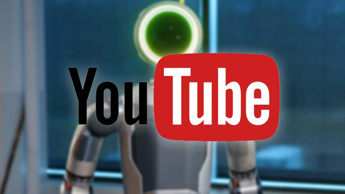 YouTube logo on top of boston dynamics robot