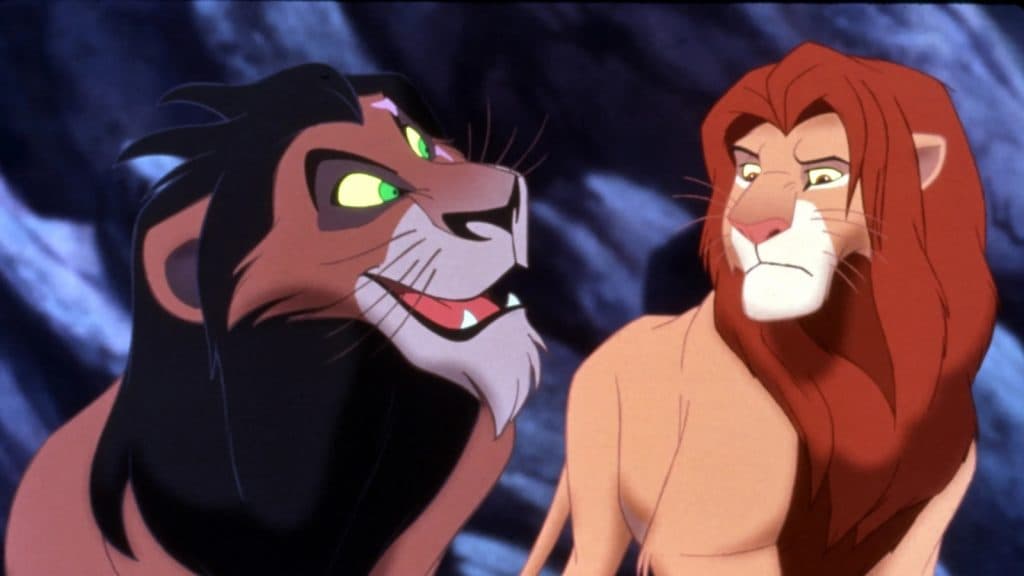 Scar and Mufasa in The Lion King