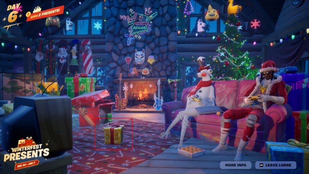 Snoop Santa present in the Winter Lodge