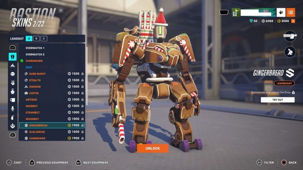 Gingerbread Bastion skin in Overwatch 2