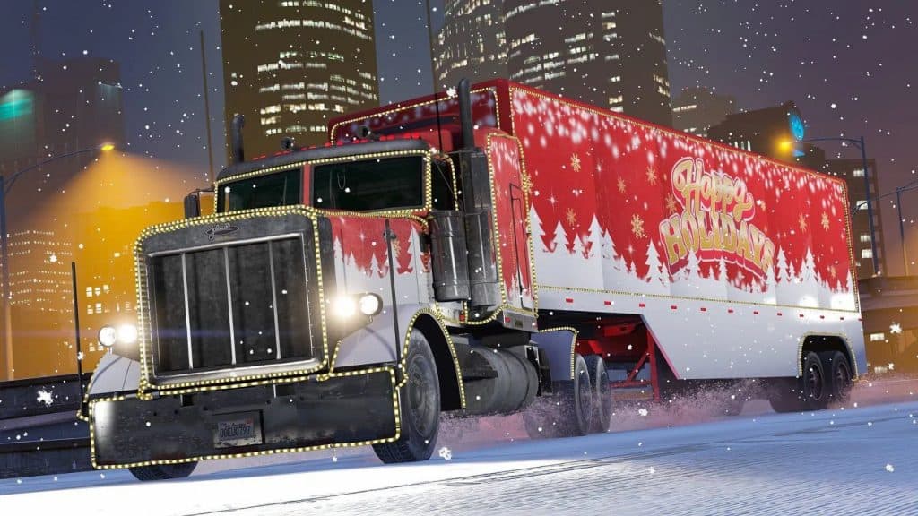 GTA Online Holiday Hauler driving around Los Santos