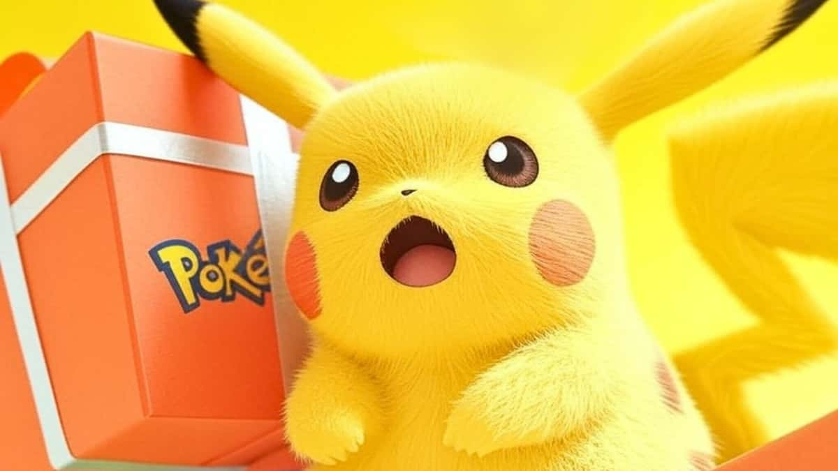 pikachu with a christmas present in pokemon