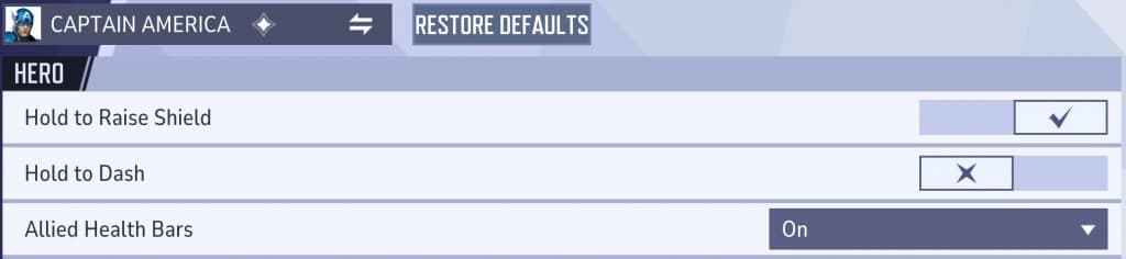 Marvel Rivals Captain America settings