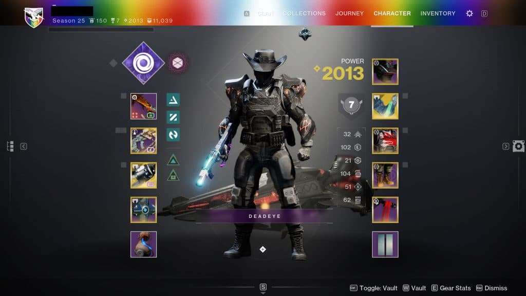 A Titan loadout in Destiny 2 with meta armor stats.