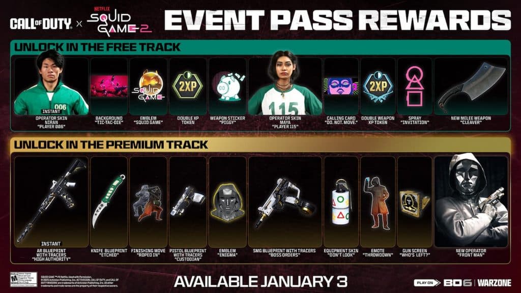 The Event Pass from Black Ops 6 Squid Game event