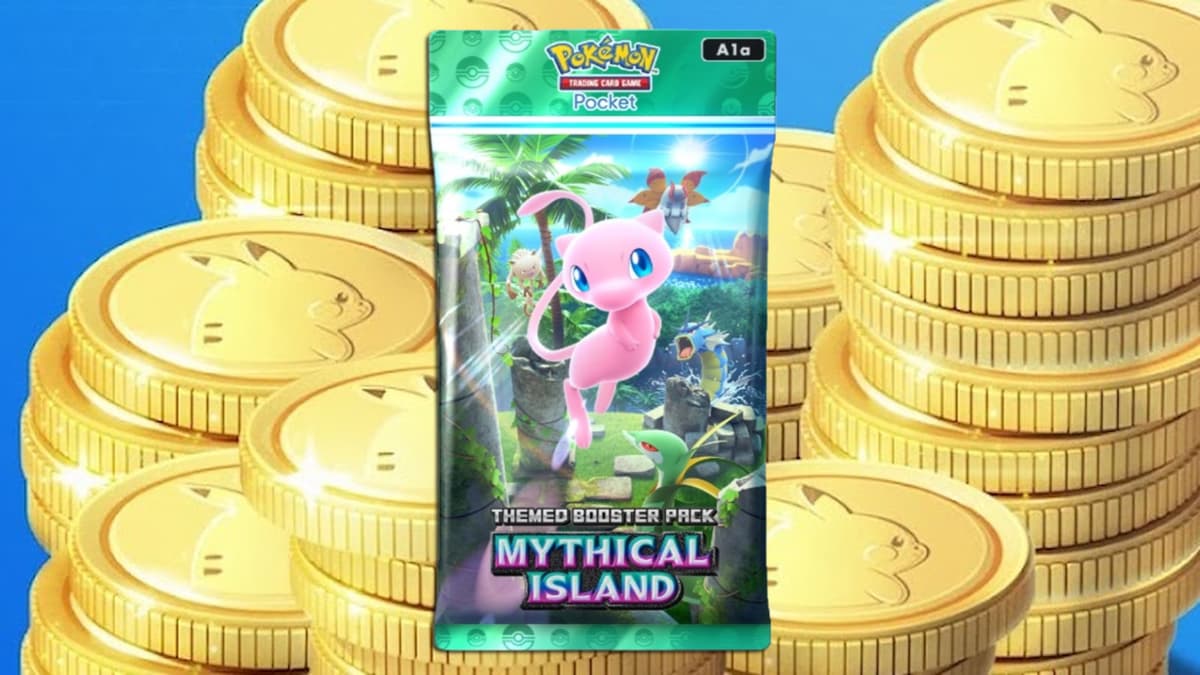 Pokemon Go PokeCoins with a Mythical Island pack from Pokemon TCG Pocket