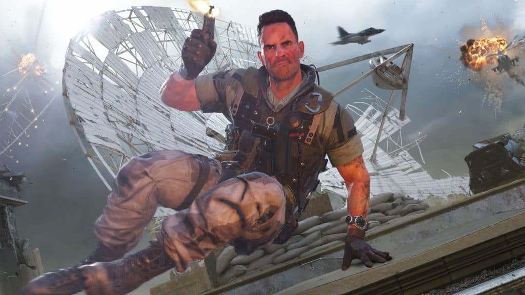 black ops 6 player vaulting obstacle with pistol in hand