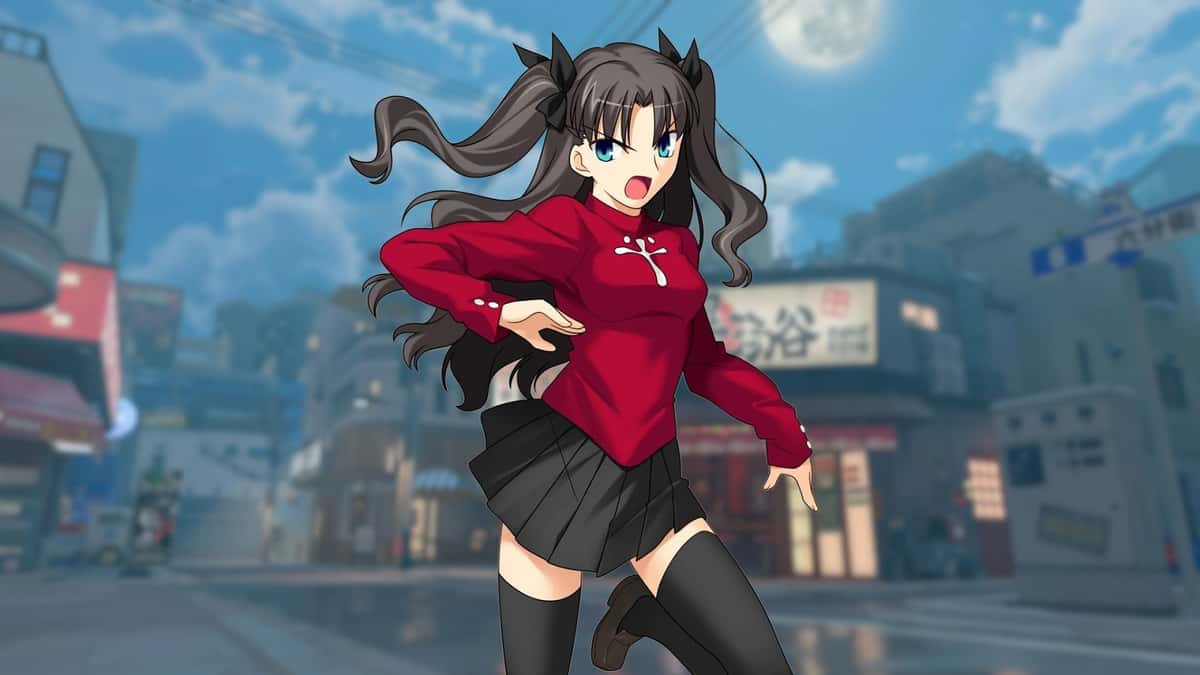 Rin wearing a red top