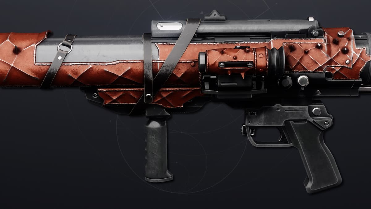 A side profile of the Heretic's Fervor rocket launcher in Destiny 2.