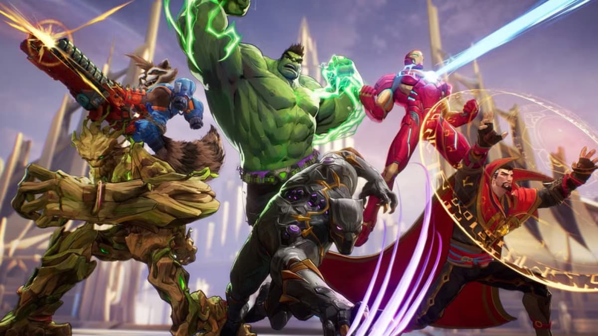 marvel rivals heroes groot, rocket, hulk, black panther, ironman and dr strange