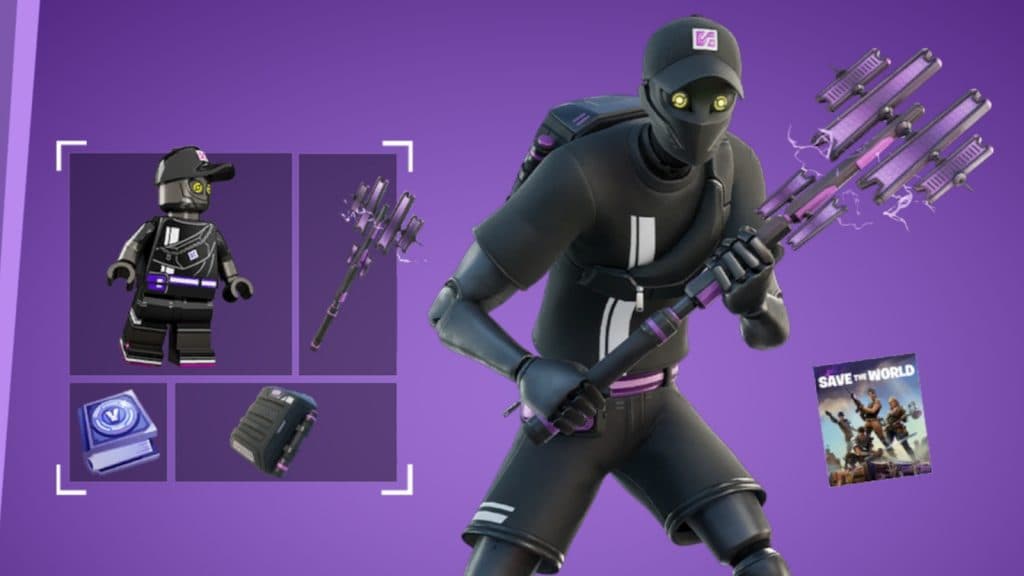 A screenshot featuring cosmetics included in the Untask'd Courier Pack in Fortnite.