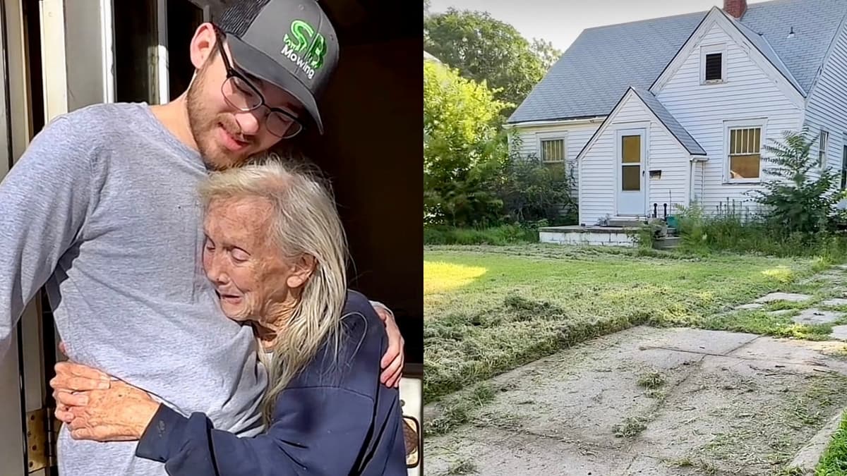 sb mowing helps elderly woman