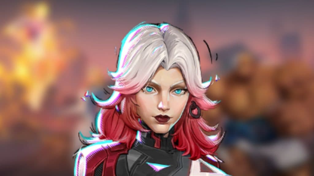 A screenshot featuring Invisible Woman Blood Shield skin in Marvel Rivals.